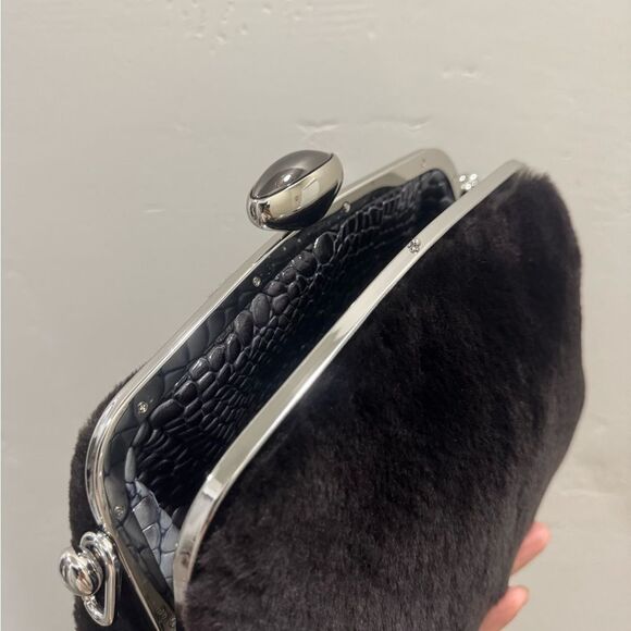 Real Shearling Leather Handmade Push Lock Frame Shoulder Bag, Crossbody - Picture 15 of 15